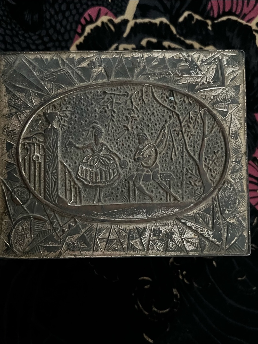 Vintage Silver Embossed Metal Trinket Box